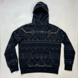 Polo Ralph Lauren Beacon Print Aztec Pullover Hoodie Men Medium Black Gray